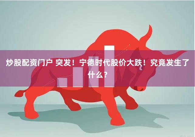 炒股配资门户 突发！宁德时代股价大跌！究竟发生了什么？