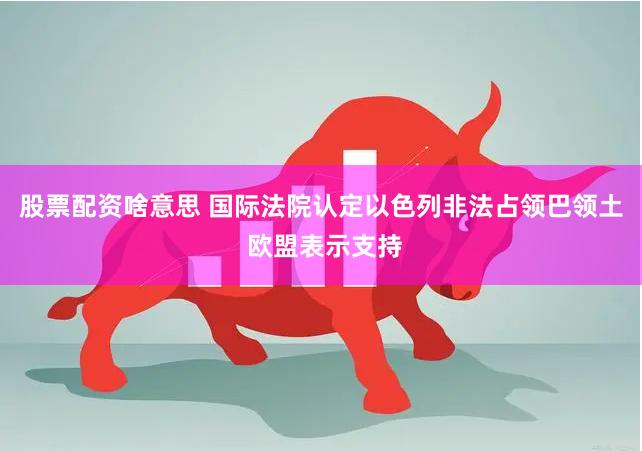 股票配资啥意思 国际法院认定以色列非法占领巴领土 欧盟表示支持